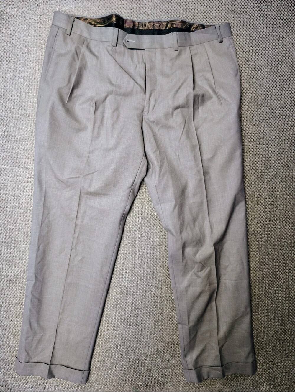 Lauren Ralph Lauren Men Dress Pants 40x30 Light Gray Pleated Cuffed Slacks 40W